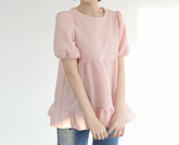 Ruffle Hem Striped Top